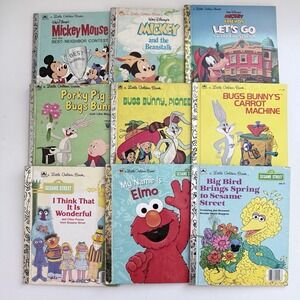 Vintage Little Golden Books Mickey Mouse Looney Tunes Sesame Street Lot of 9